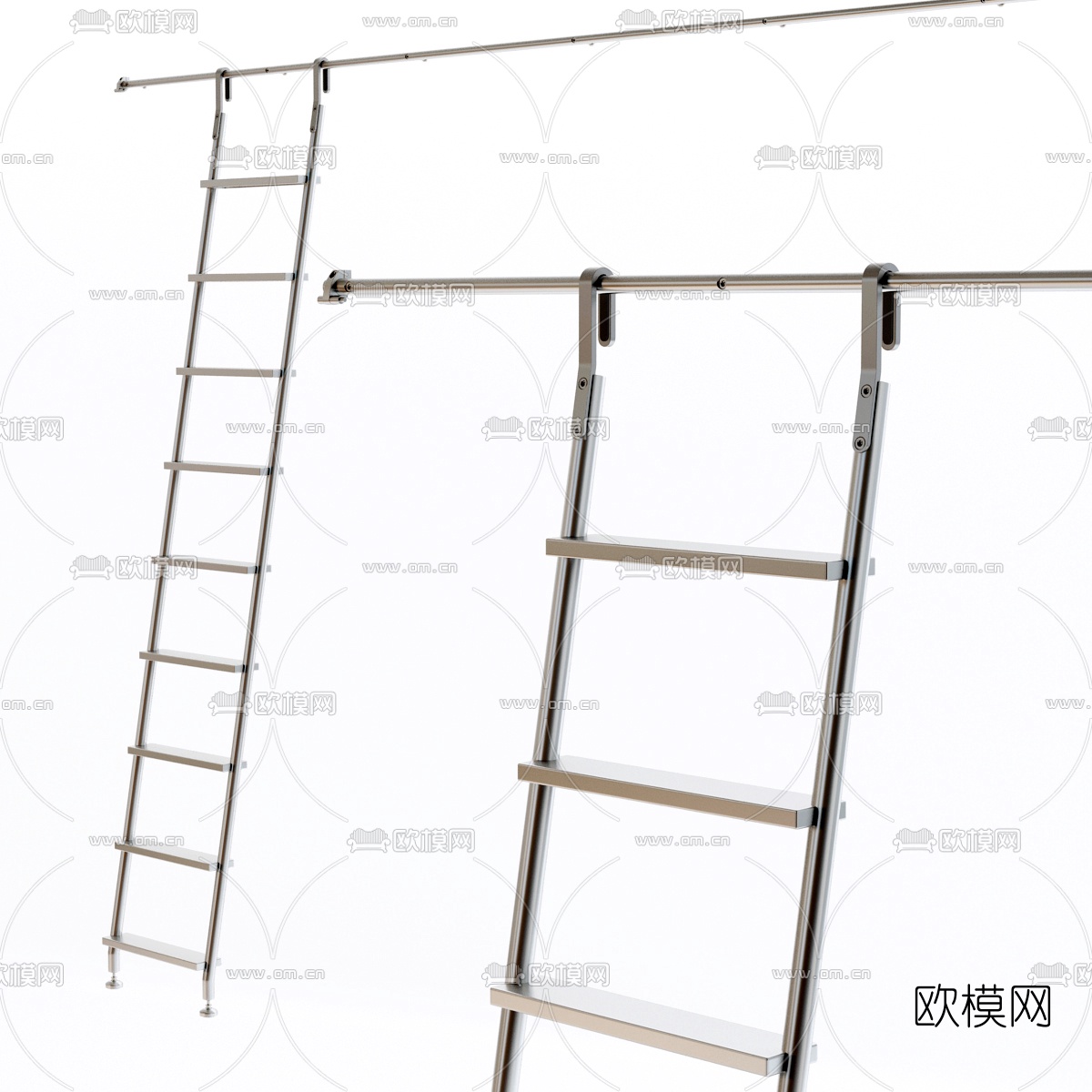 现代铁艺马尾钩梯3d模型