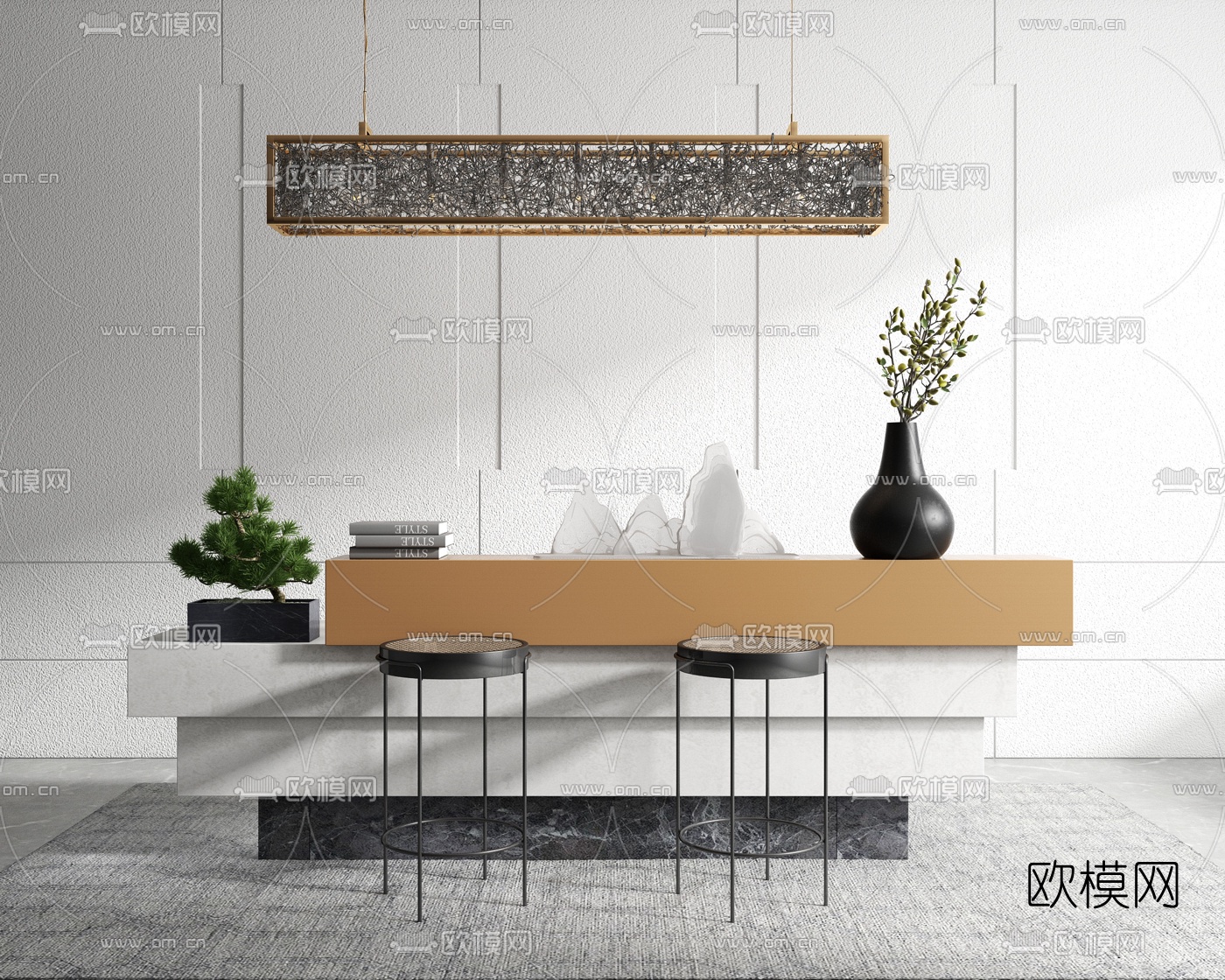 现代大理石接待台3d模型下载