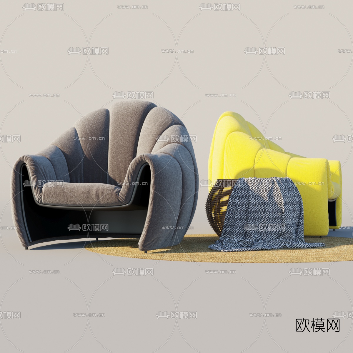 现代时尚休闲沙发3d模型