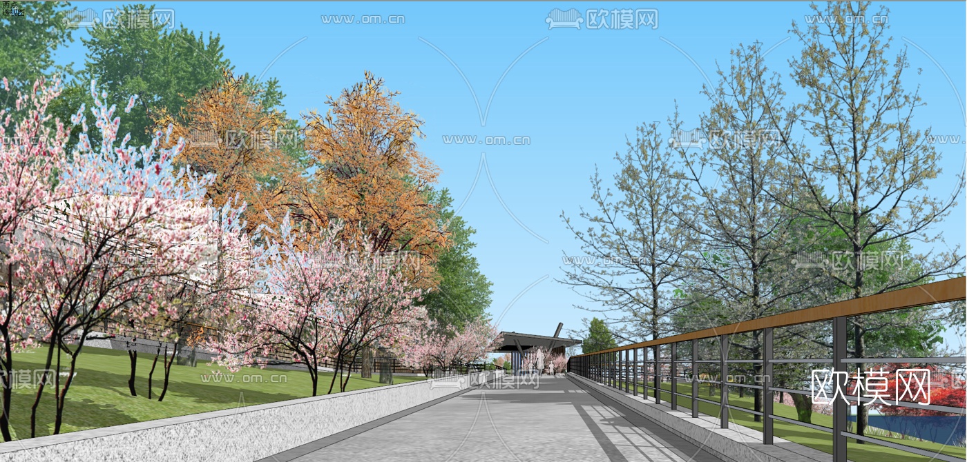 现代滨水景观su模型下载（渲染图10）