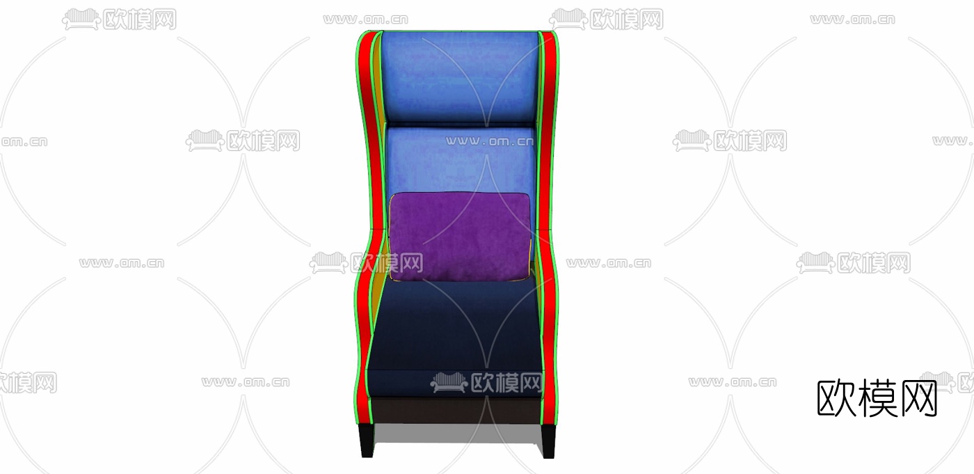 欧式布艺单人沙发免费su模型下载