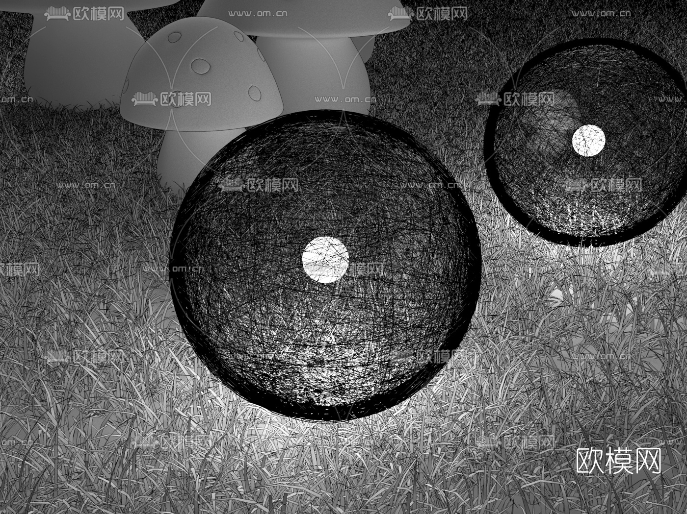 北欧发光蘑菇藤球灯3d模型下载（渲染图4）