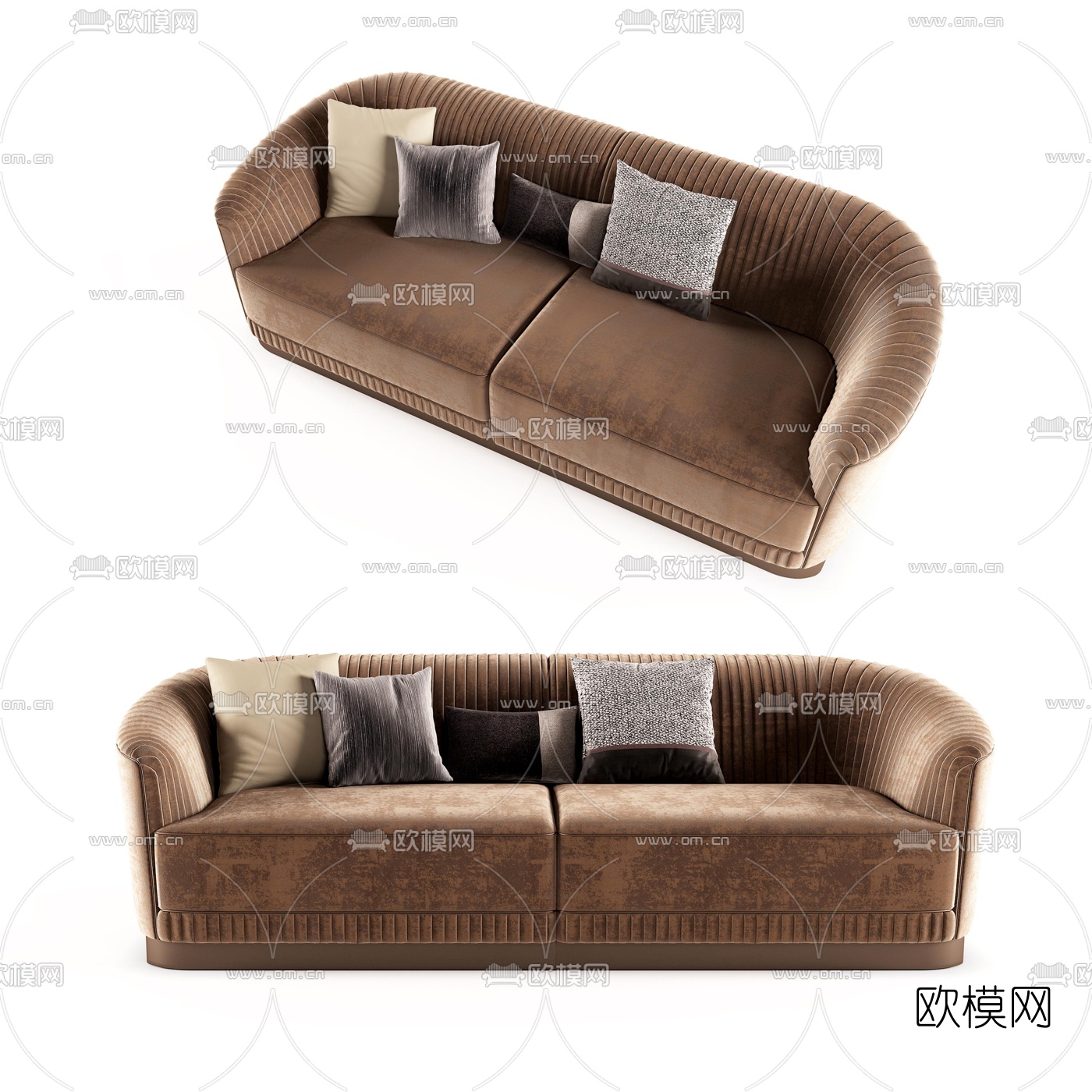 现代绒布双人沙发3d模型