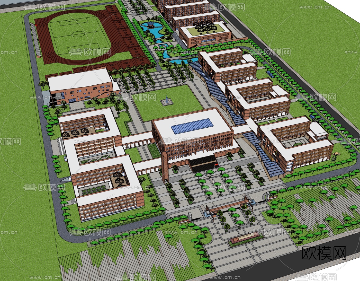现代学校规划免费su模型下载
