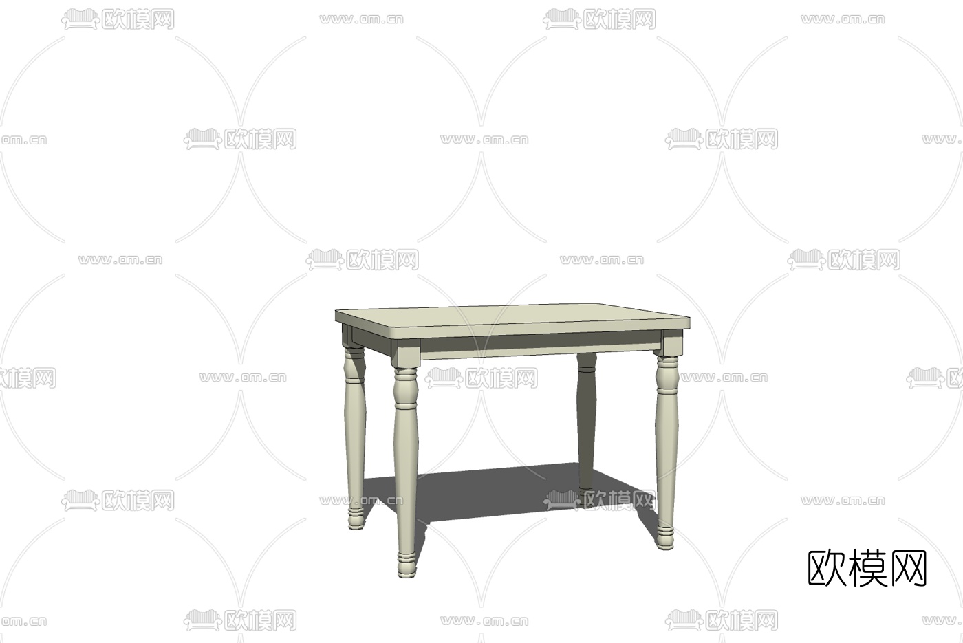简欧白色书桌免费su模型下载