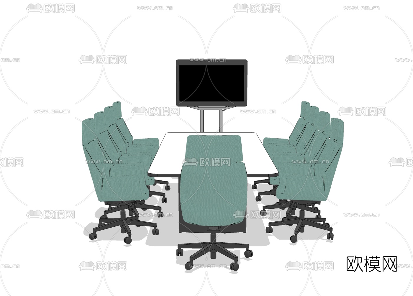 现代会议桌椅免费su模型