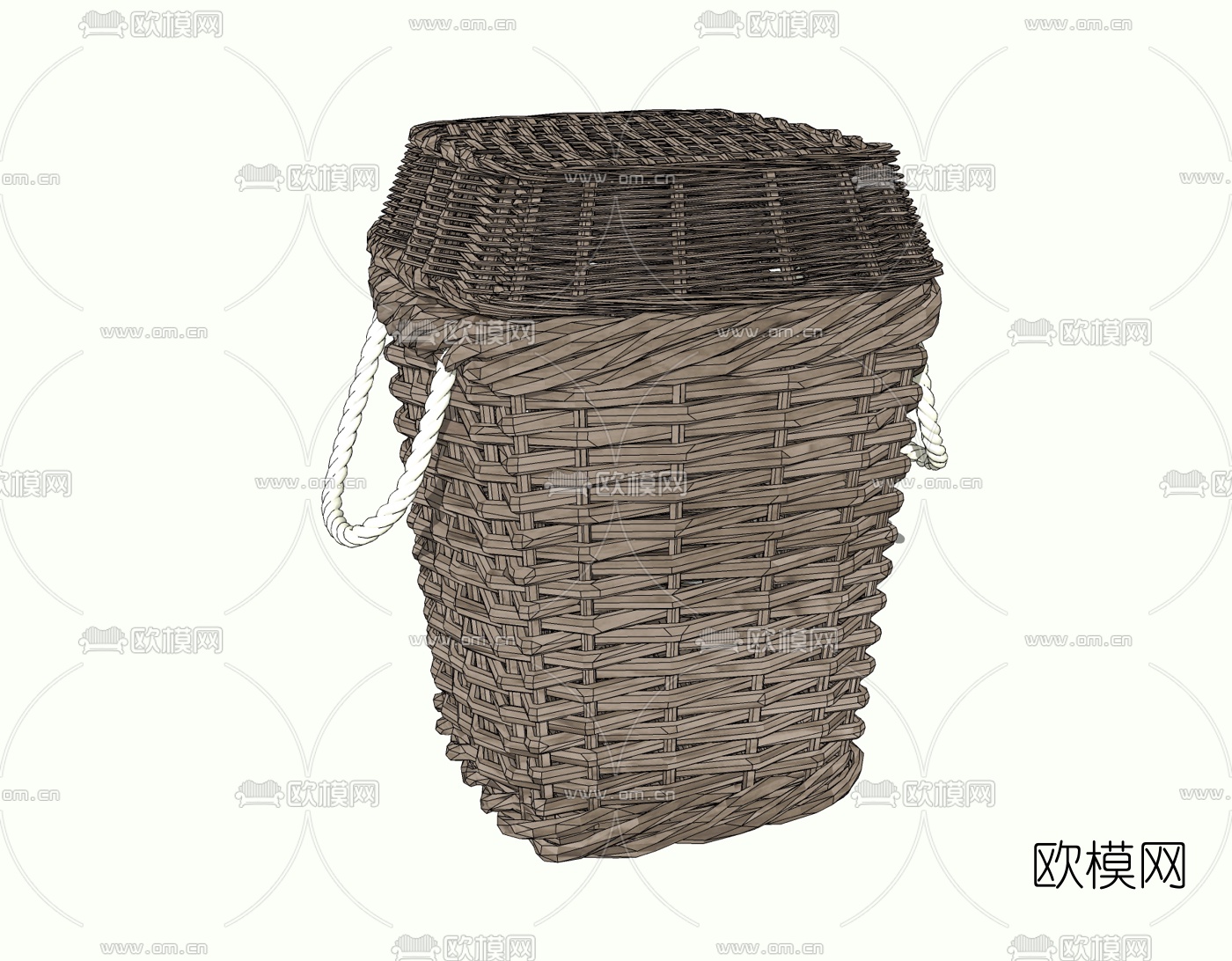 现代藤编箩筐免费su模型下载