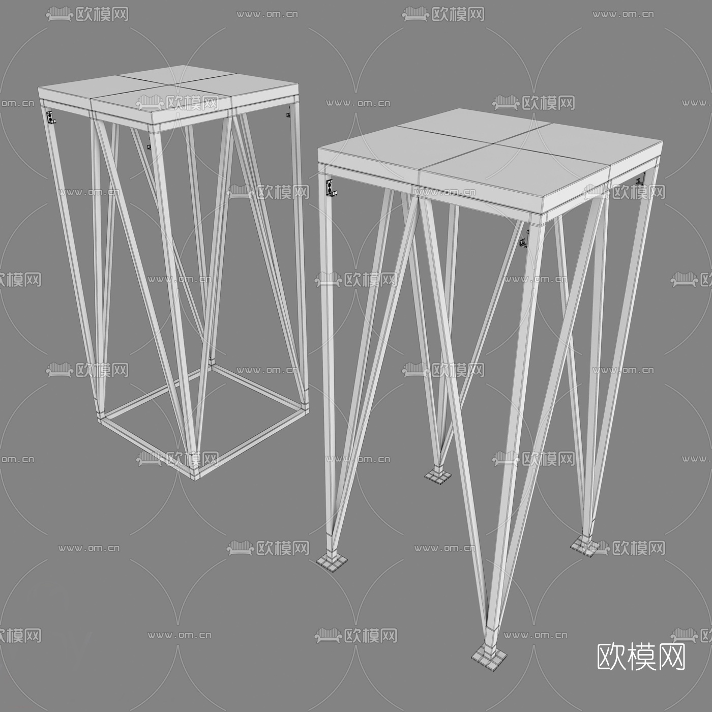 工业风铁艺吧椅3d模型