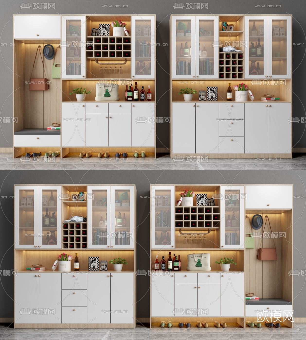 北欧鞋柜酒柜3d模型