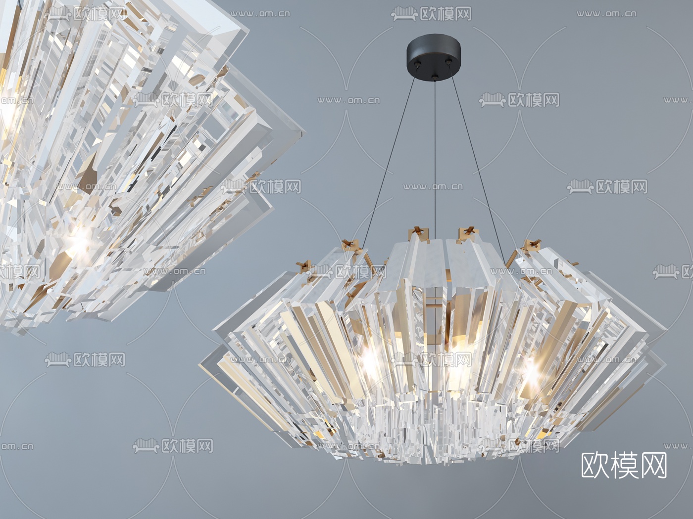 现代时尚水晶吊灯3d模型下载