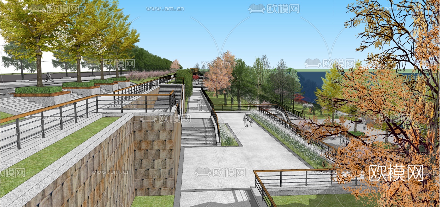 现代滨水景观su模型下载（渲染图6）