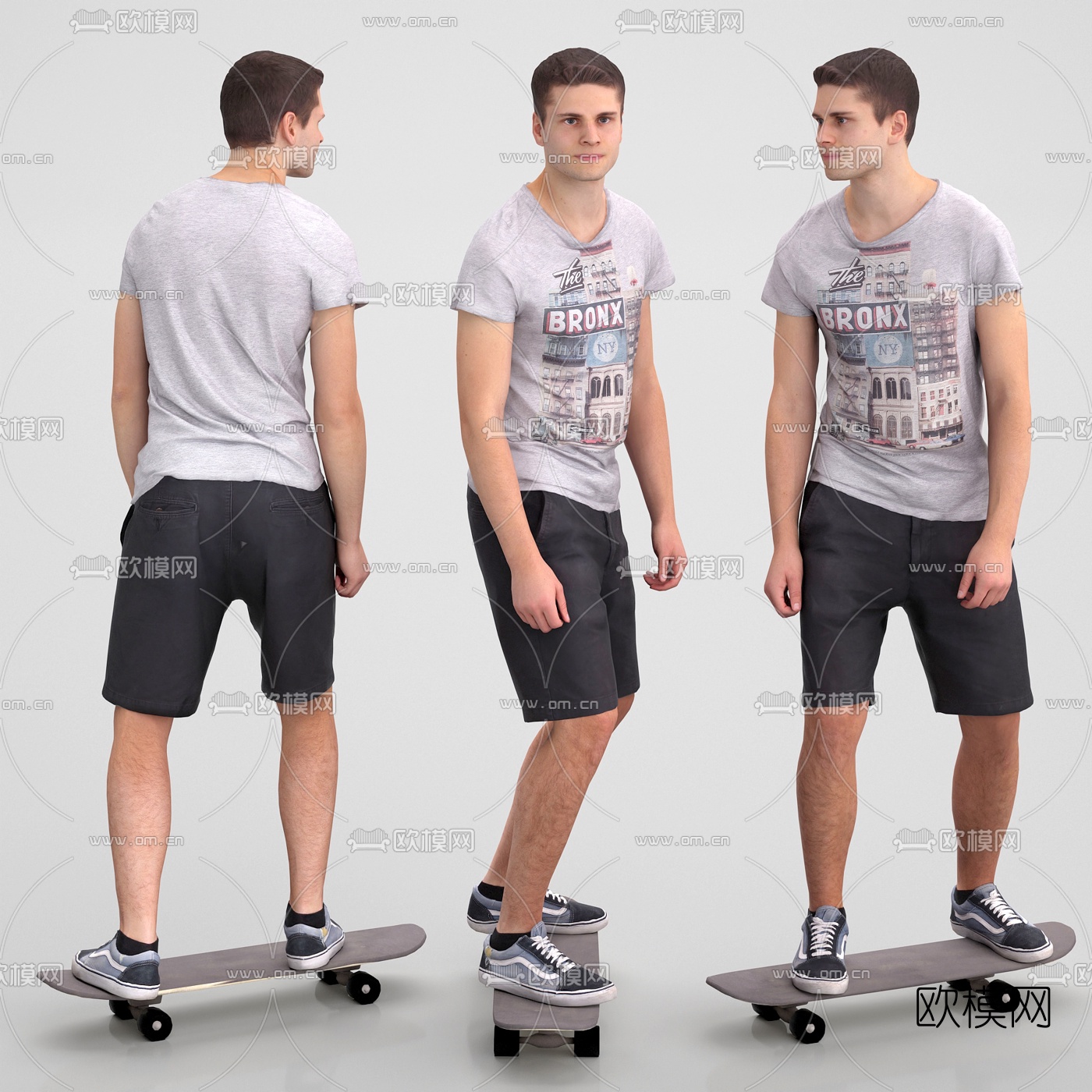 现代滑板男人3d模型下载