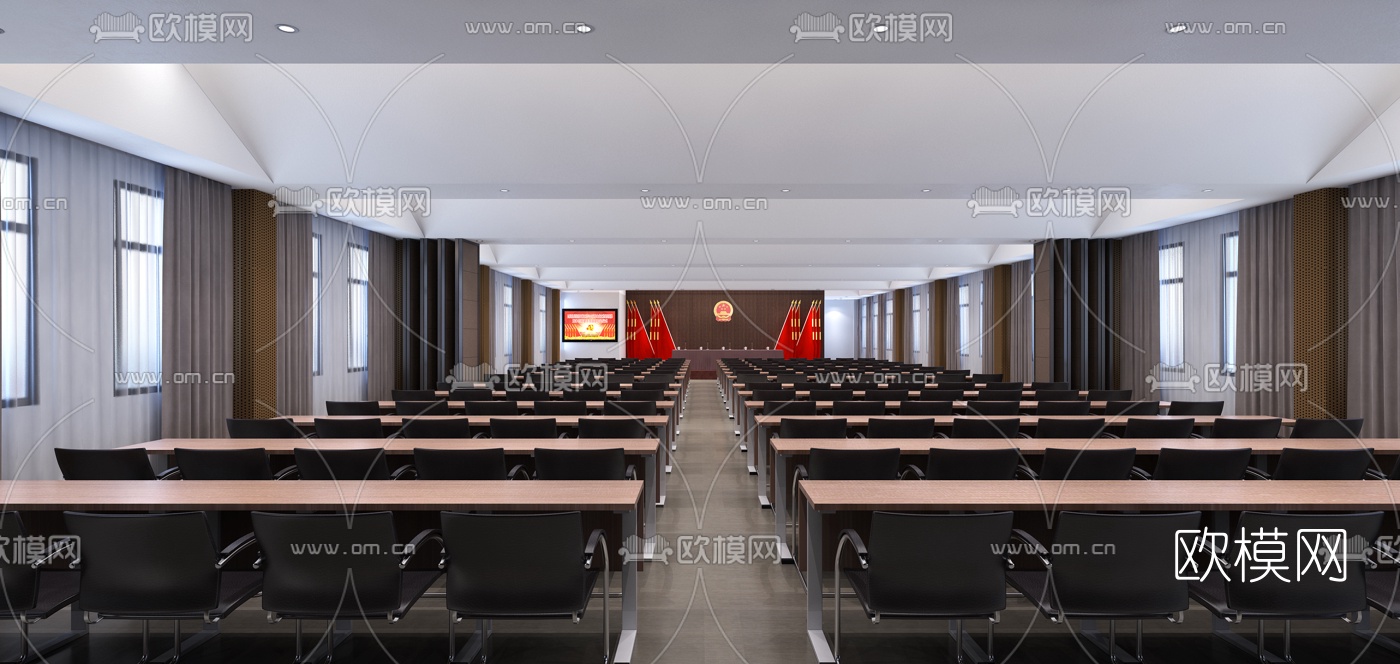 现代党政大会议室报告厅3d模型