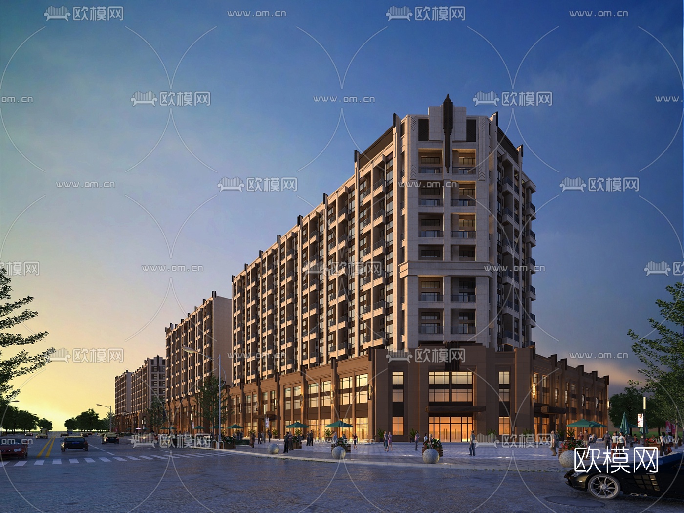 现代沿街住宅建筑外观3d模型