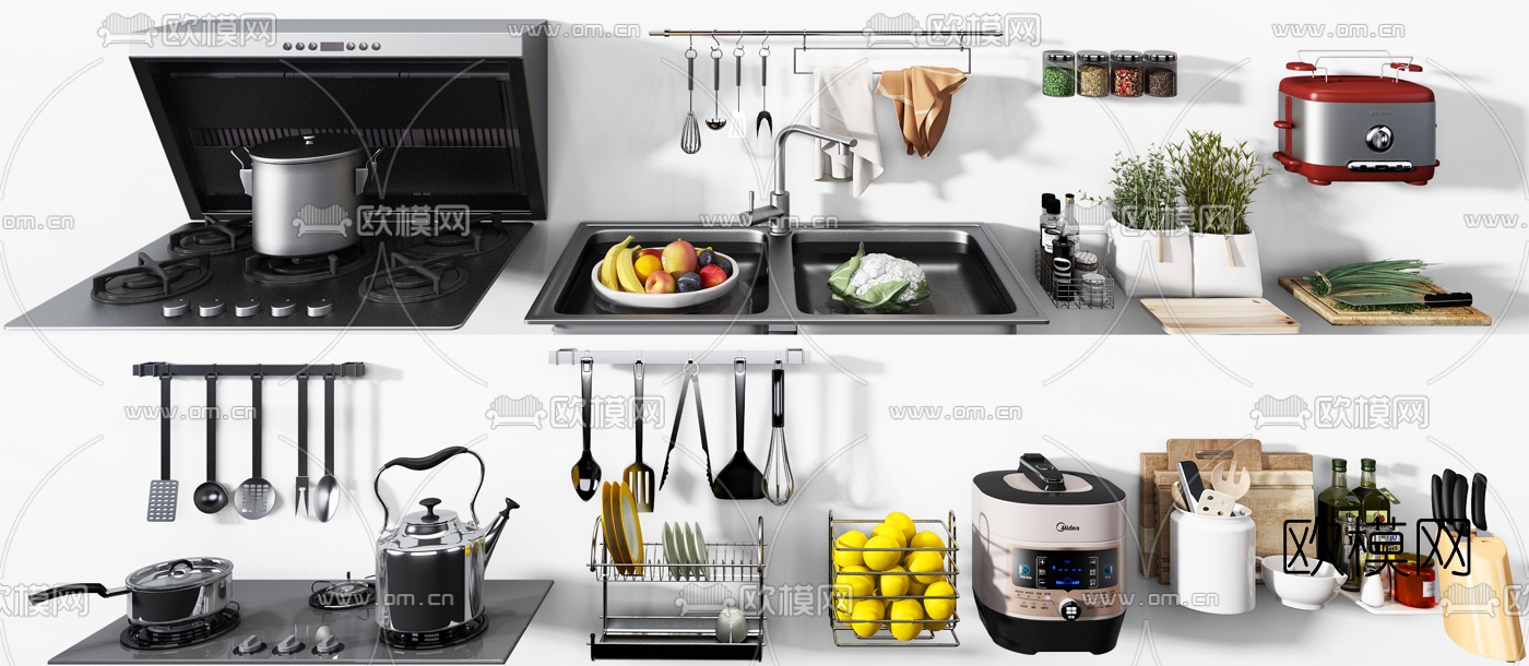 现代烧水壶电饭煲厨卫用品3d模型下载