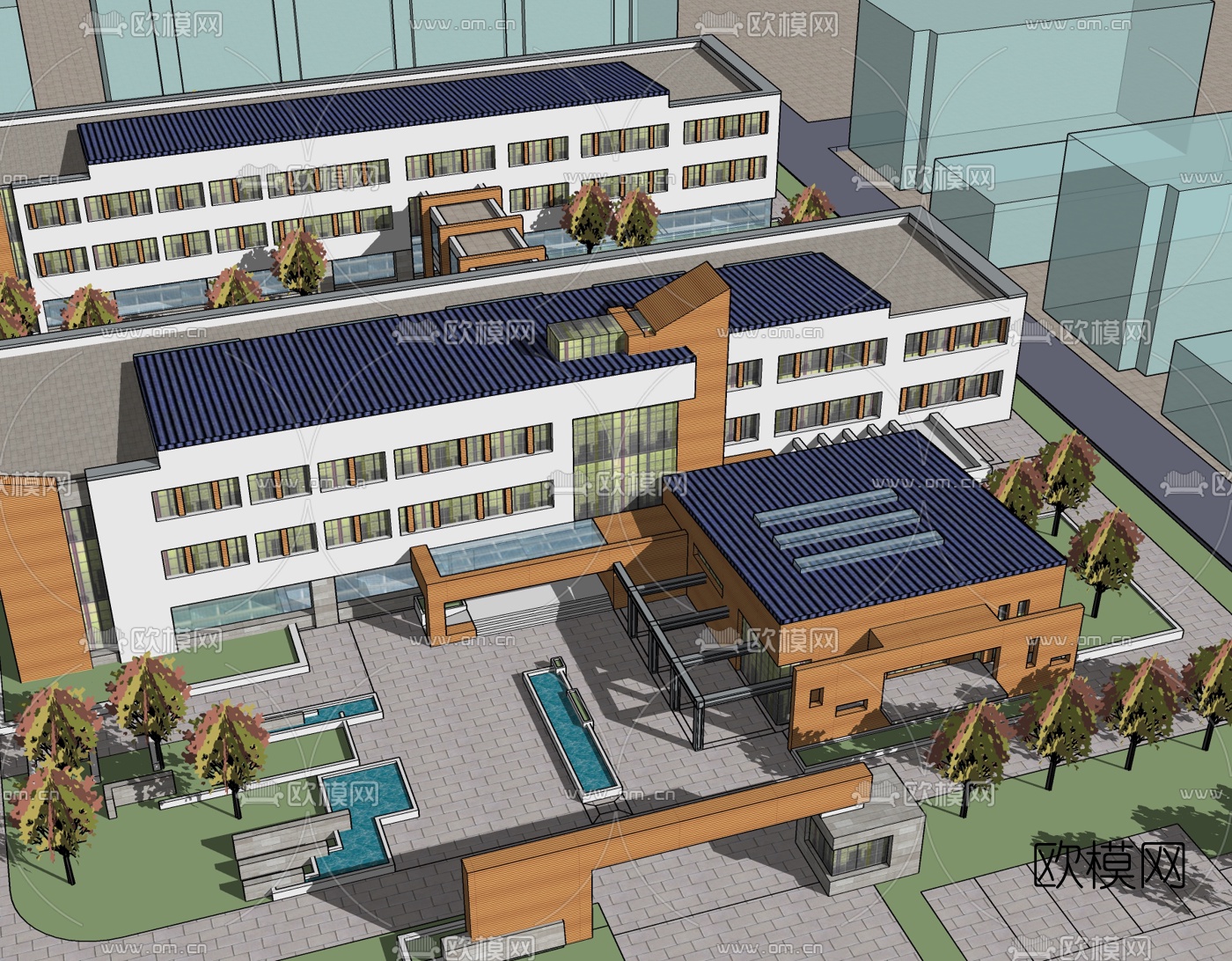 现代学校规划免费su模型下载