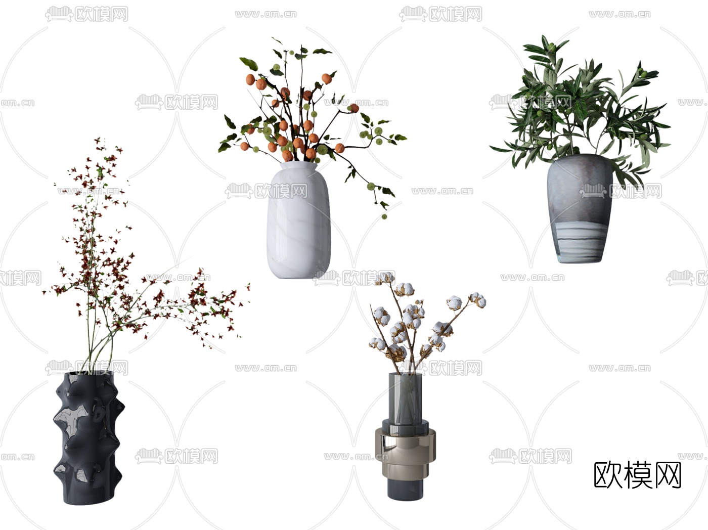 现代花瓶花艺组合3d模型