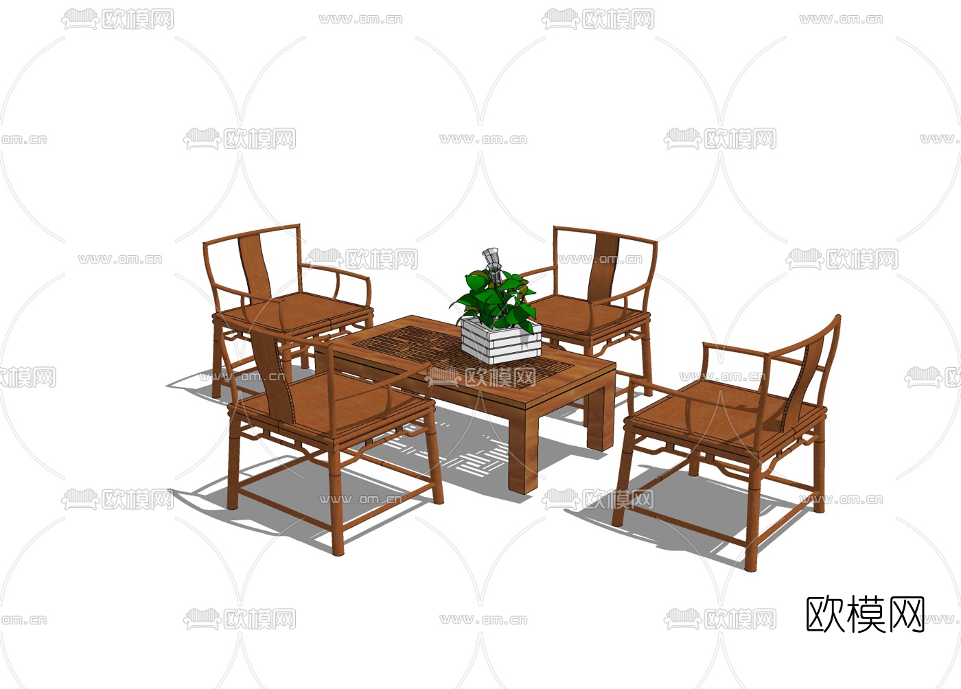 中式休闲桌椅免费suMo下载
