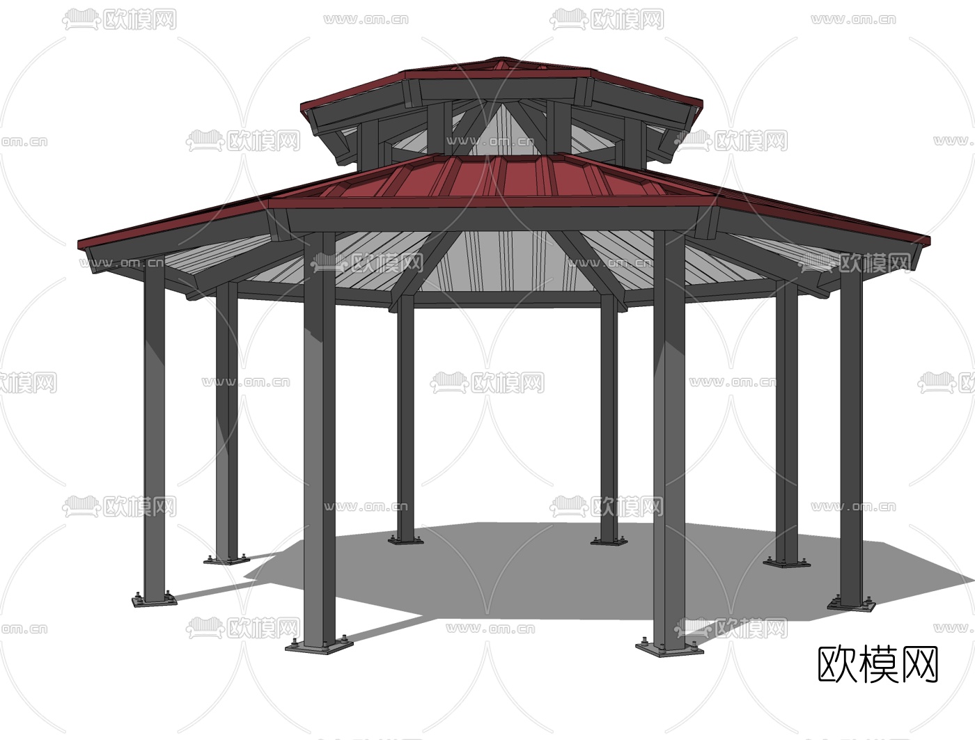 工业风金属亭子免费su模型下载