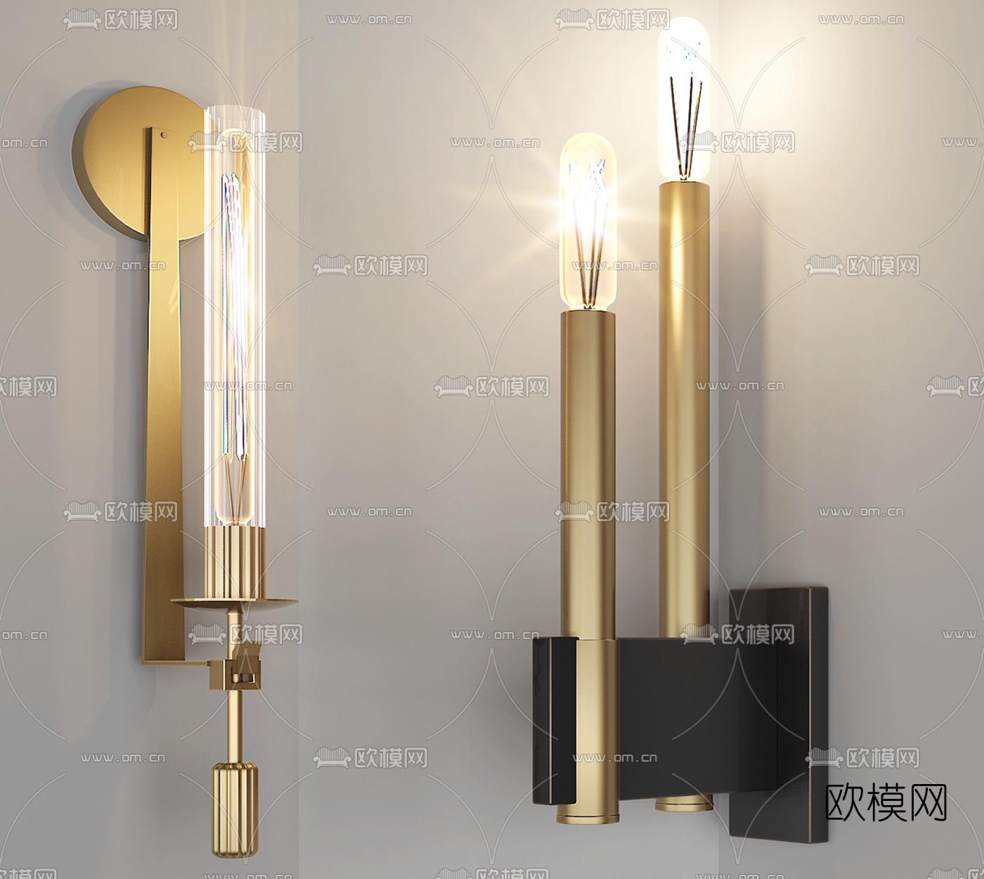 现代金属壁灯组合3d模型下载（渲染图3）