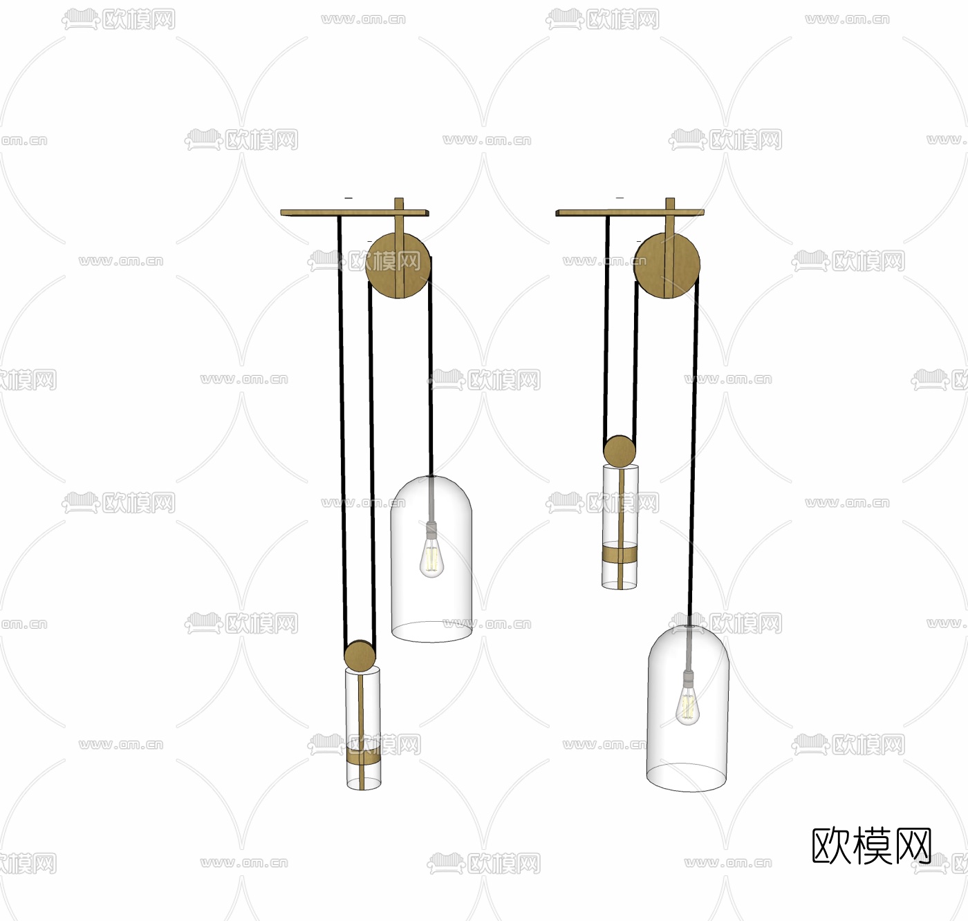 现代滑轮吊灯免费su模型下载