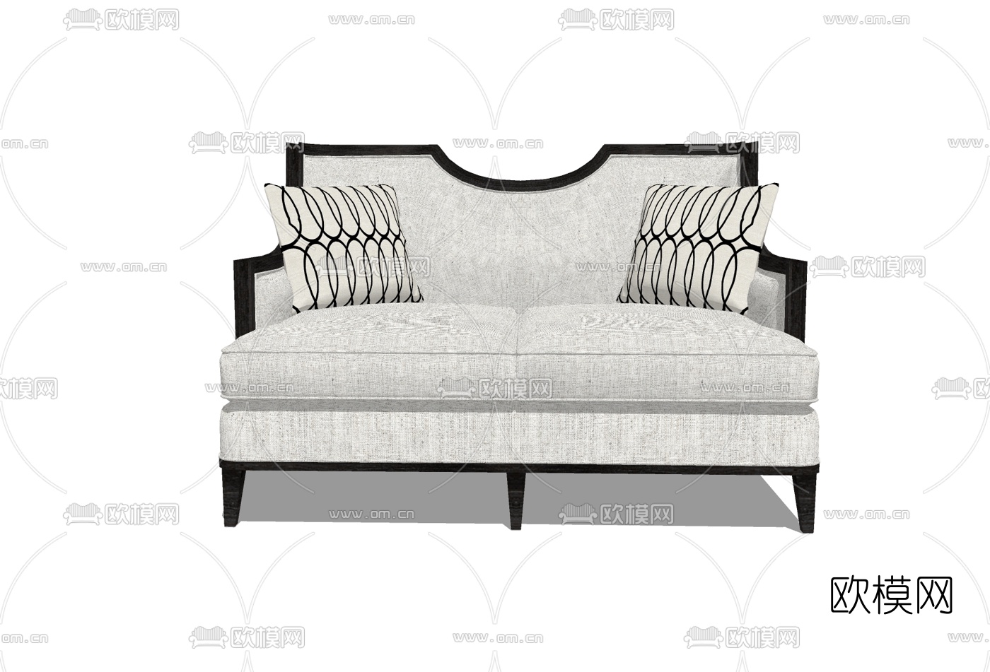 北欧布艺休闲沙发免费su模型下载
