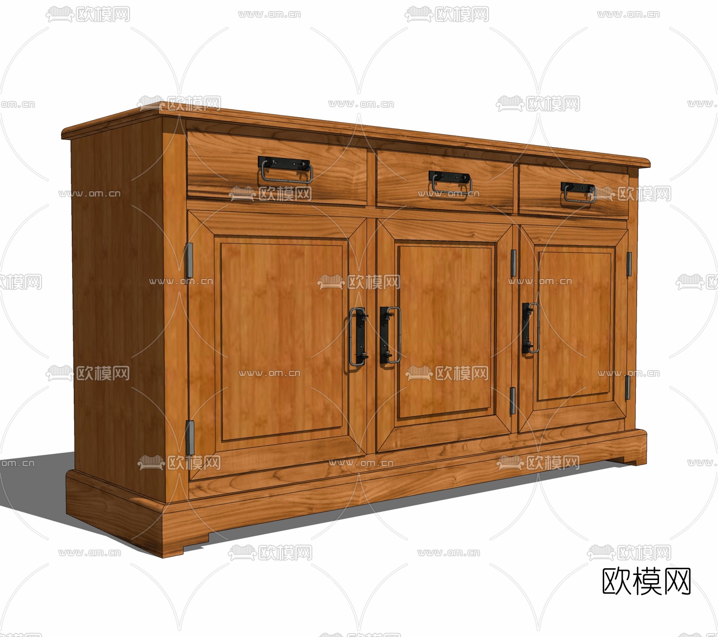 中式实木边柜免费su模型下载