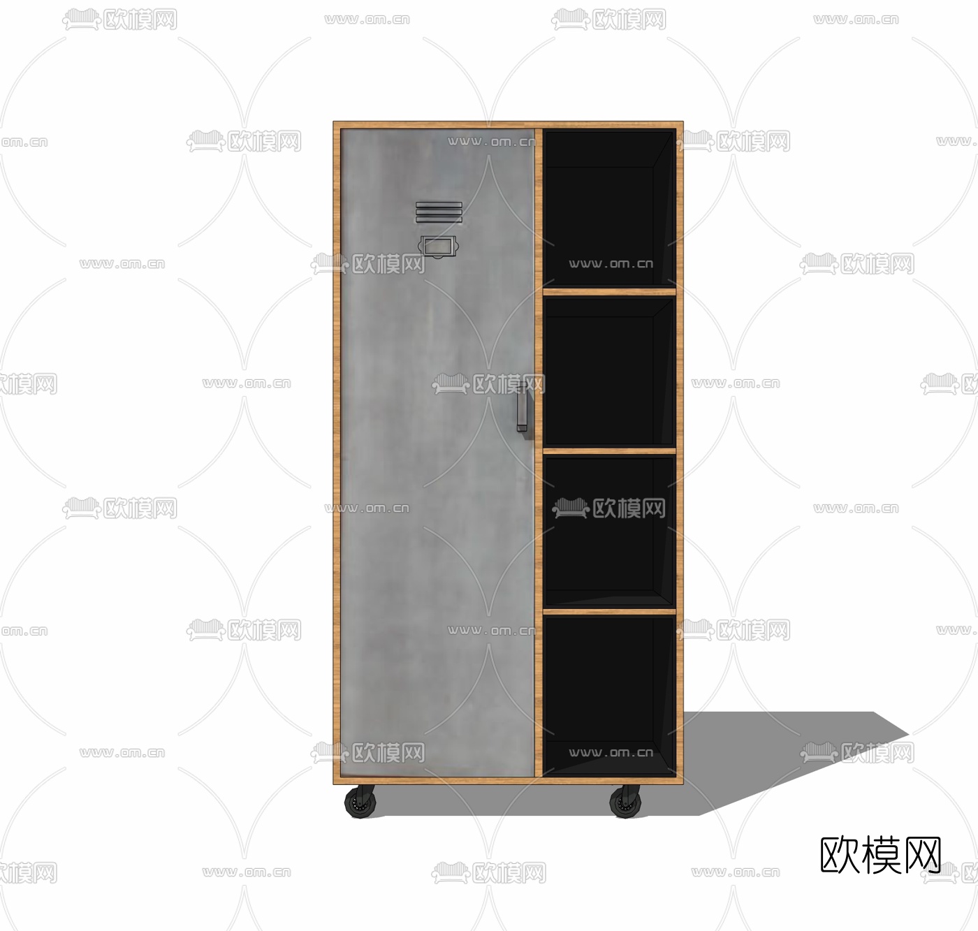工业风金属衣柜免费su模型下载