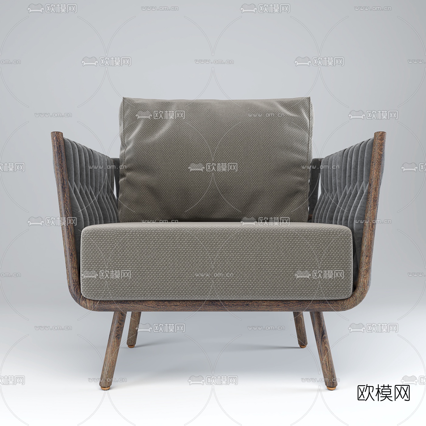 现代实木编制休闲椅3d模型