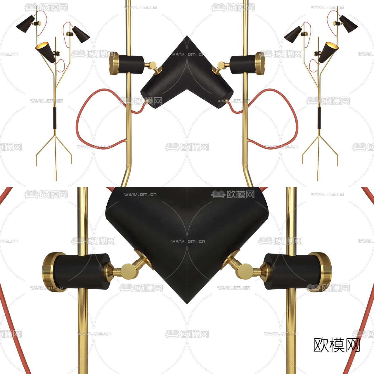 现代轻奢金属落地灯3d模型