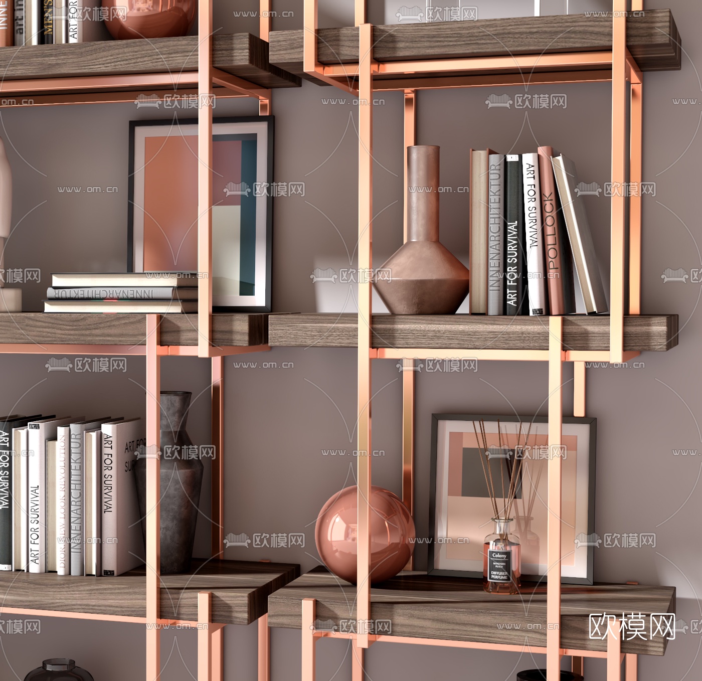 工业风书架3d模型下载（渲染图2）
