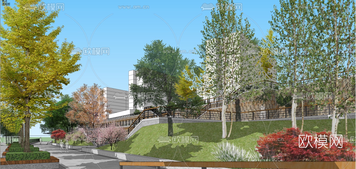 现代滨水景观su模型下载（渲染图8）