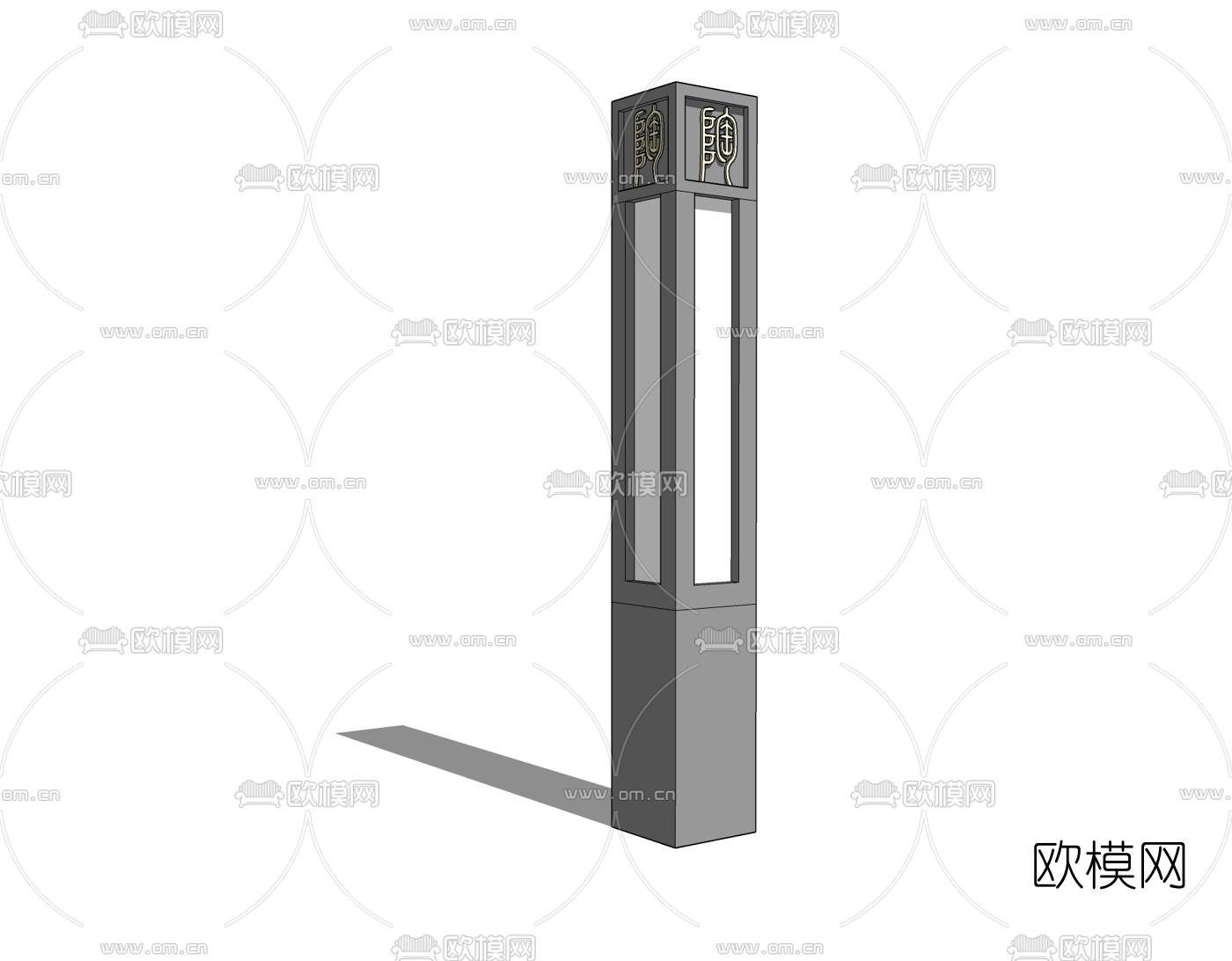 中式路灯景观灯免费su模型下载