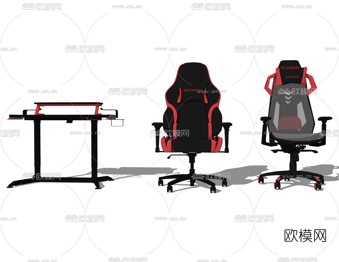 现代电竞桌椅su模型下载