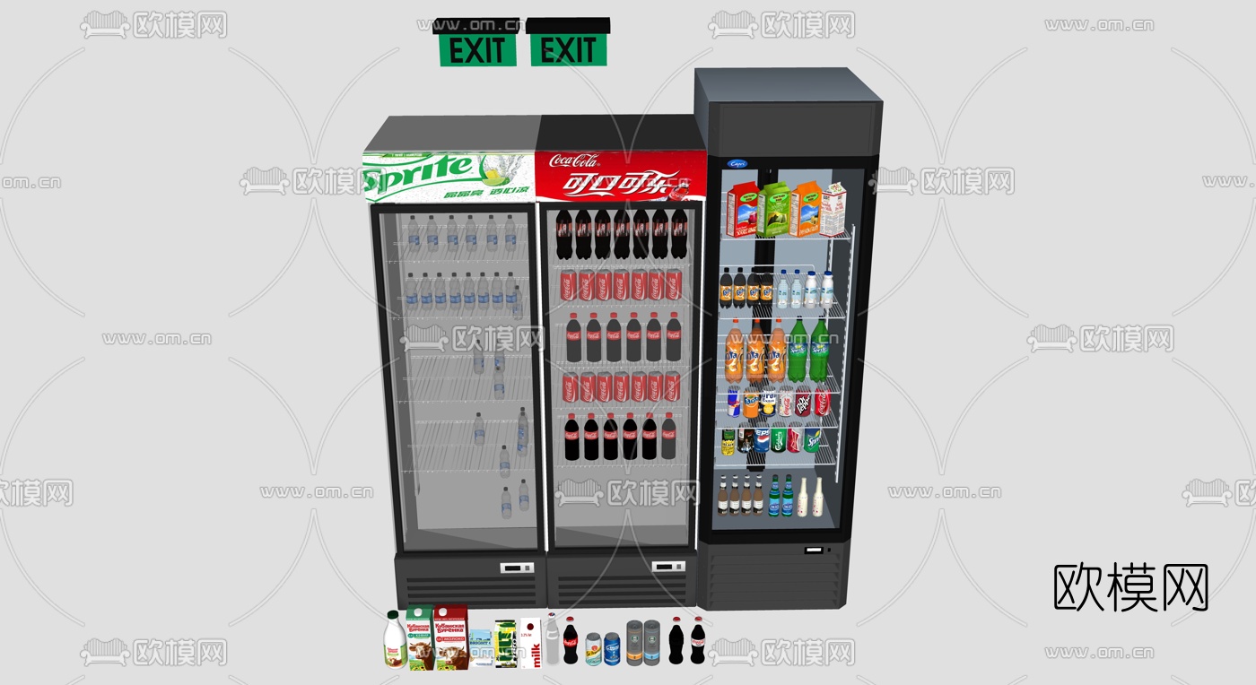 现代冷藏冰箱饮料su模型下载