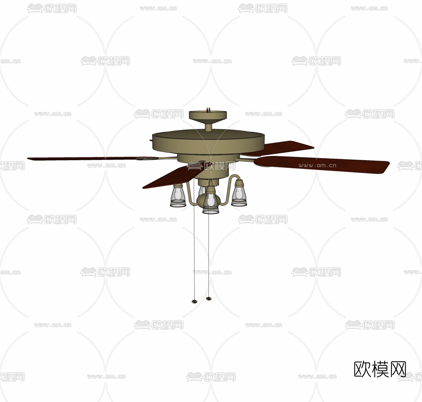 美式风扇吊灯免费su模型下载