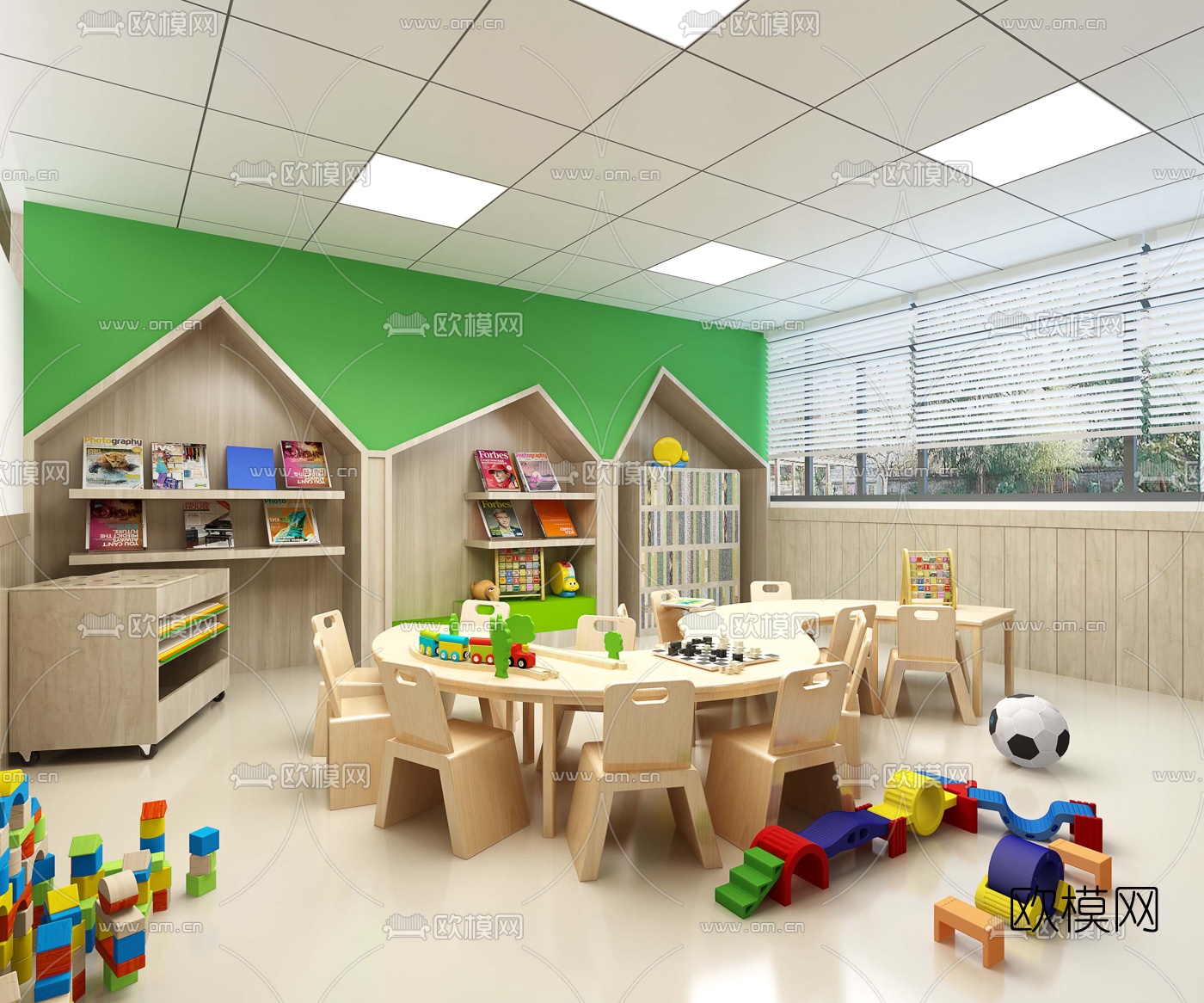 现代幼儿园教室3d模型下载（渲染图4）