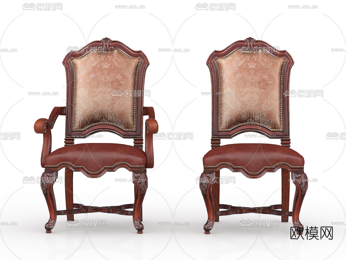 欧式古典餐桌椅3d模型下载（渲染图2）