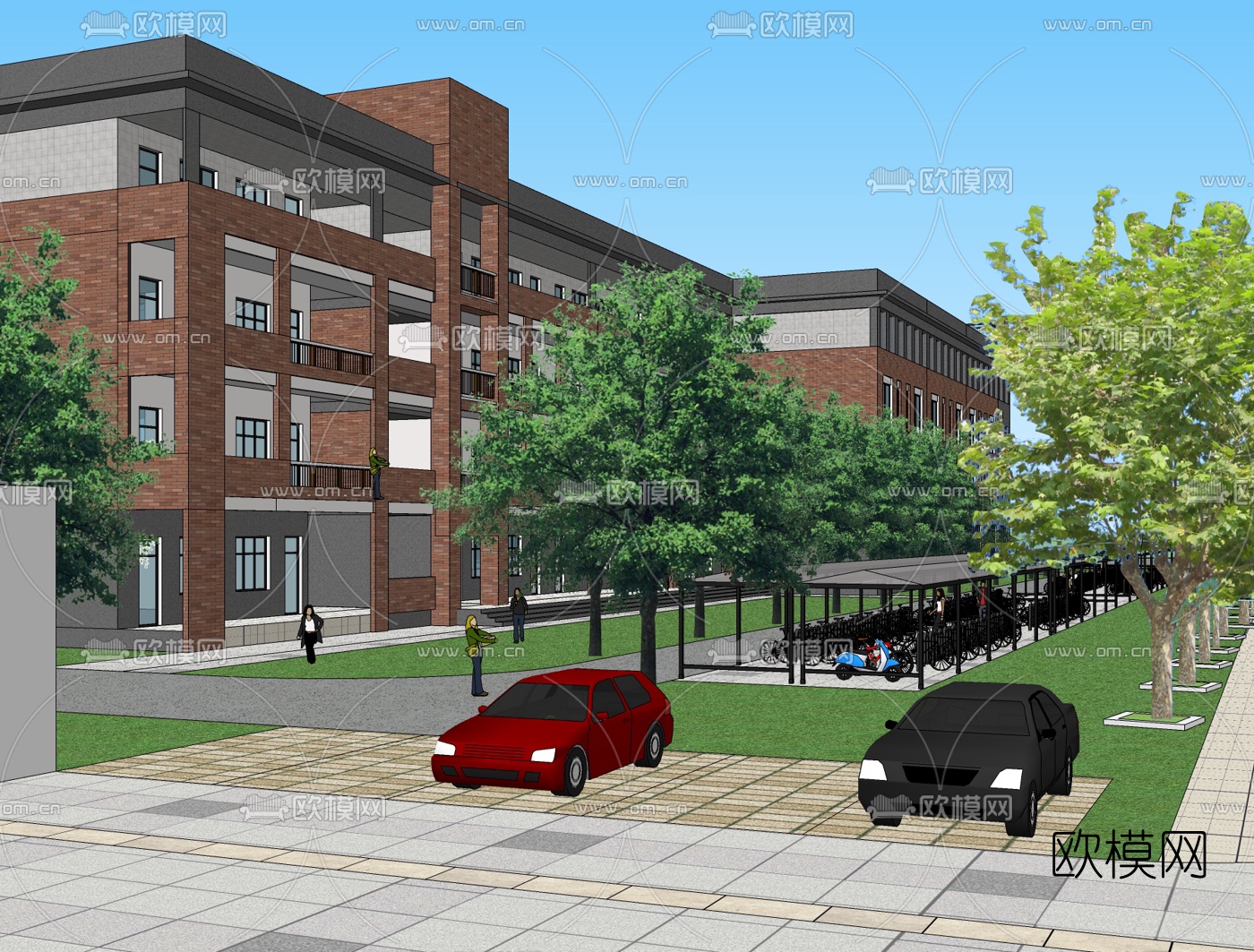 现代学校规划免费su模型下载（渲染图1）
