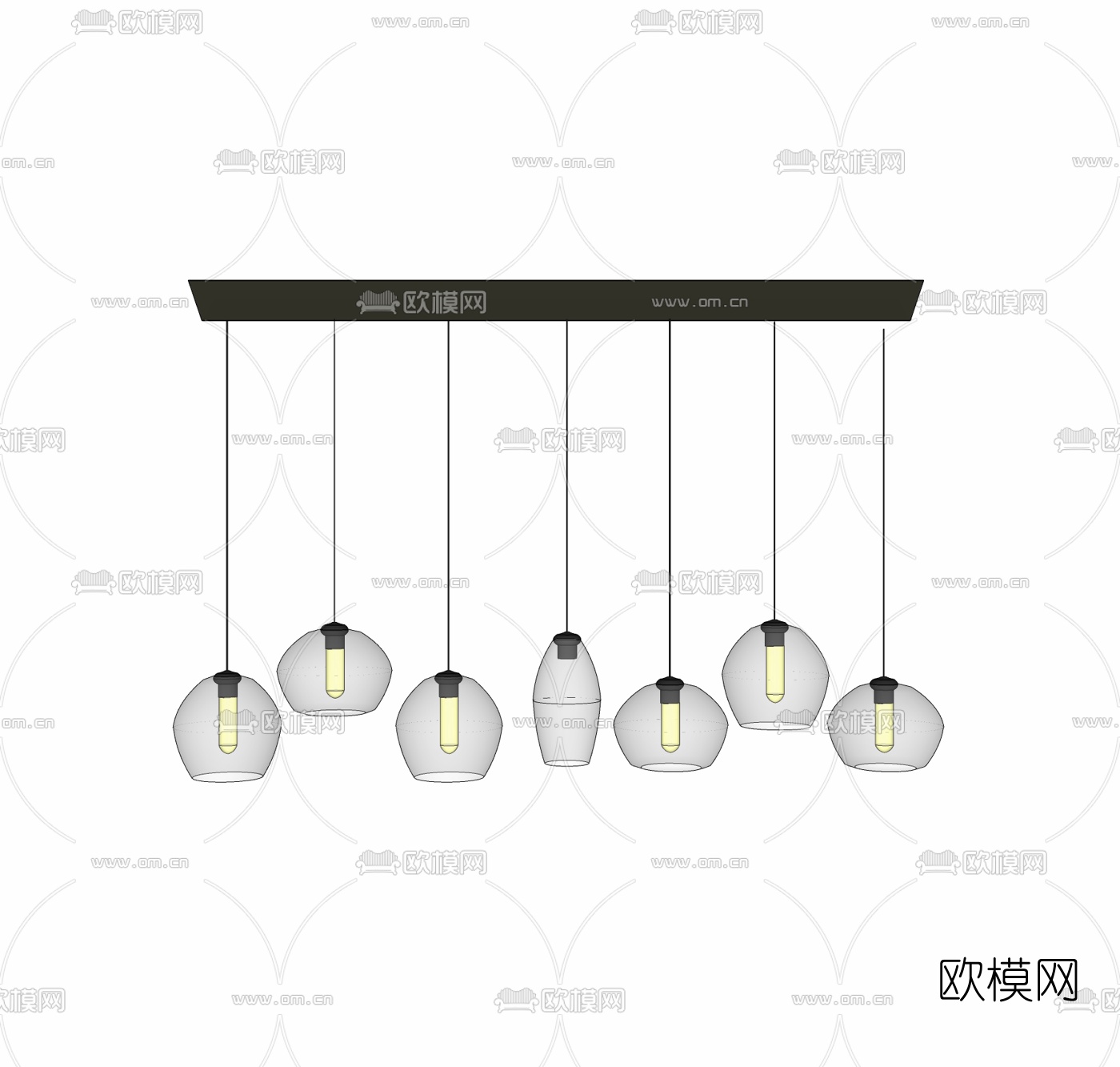 现代玻璃小吊灯免费su模型