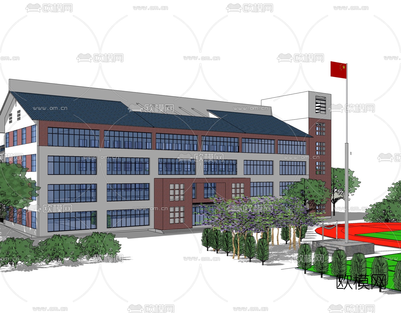 现代教学楼免费su模型下载
