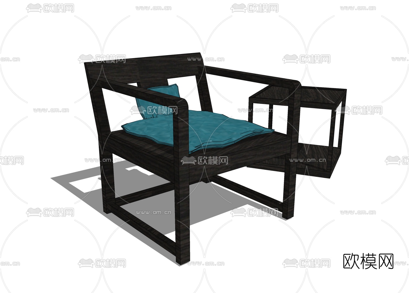 新中式实木单椅免费su模型下载