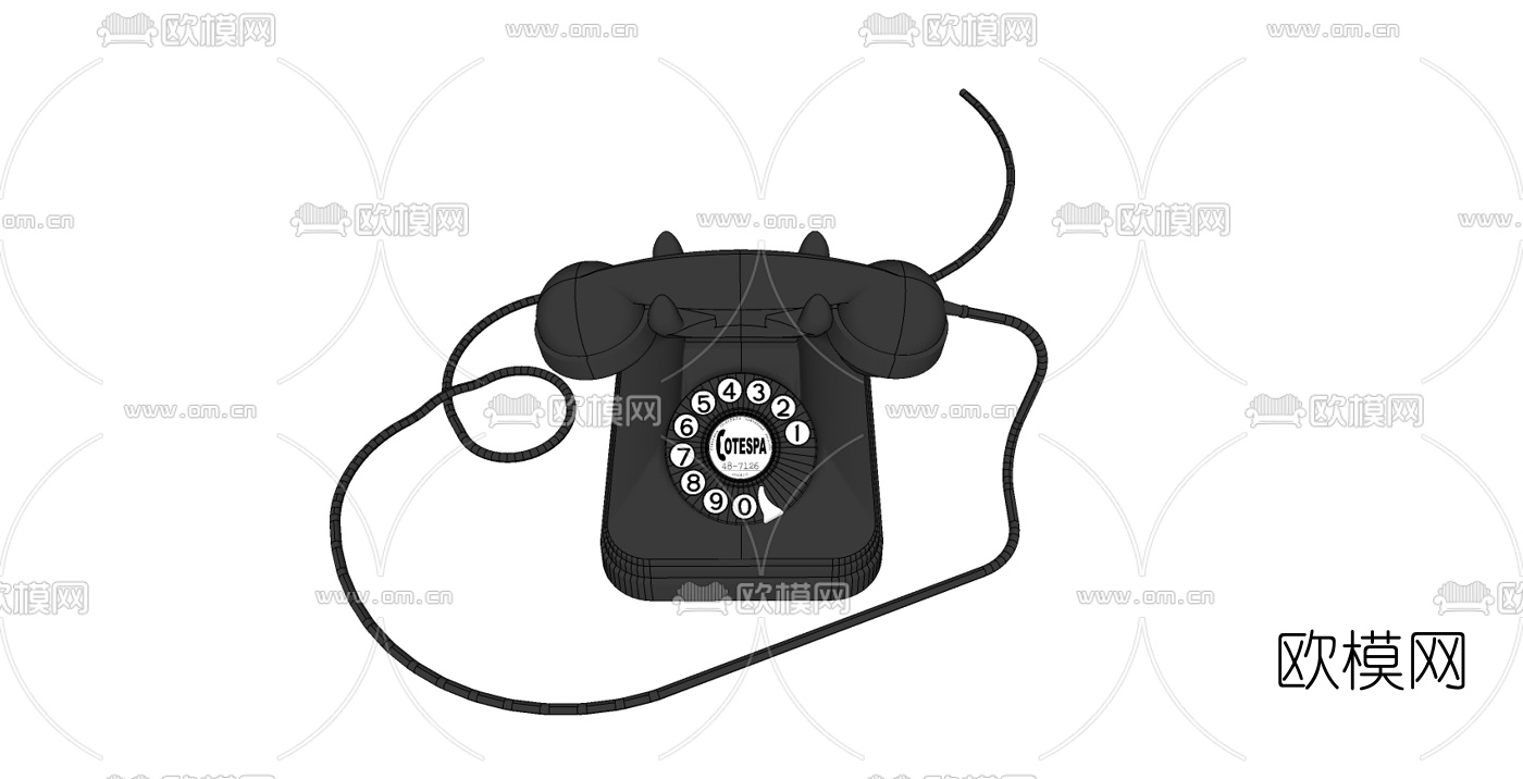 现代复古电话机免费su模型下载