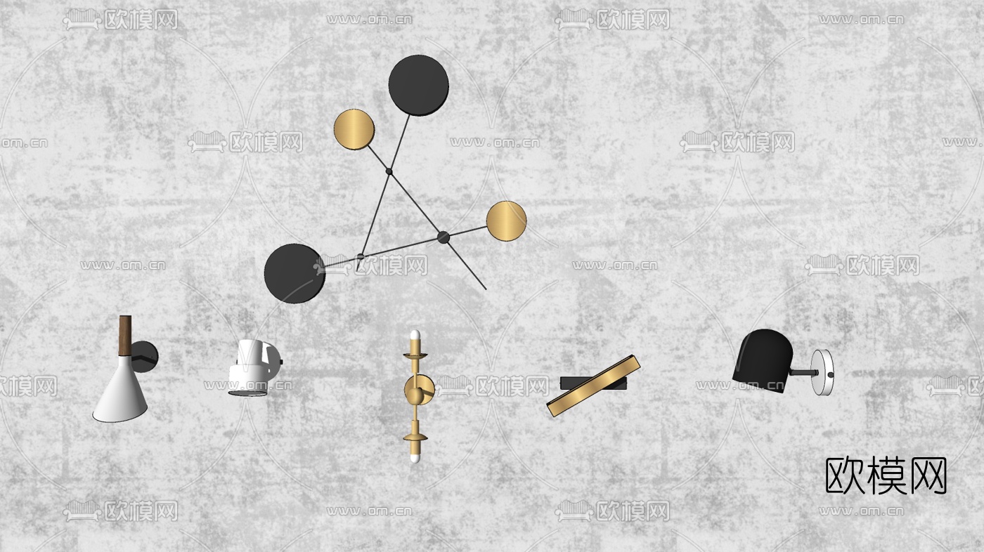 现代金属壁灯组合su模型下载