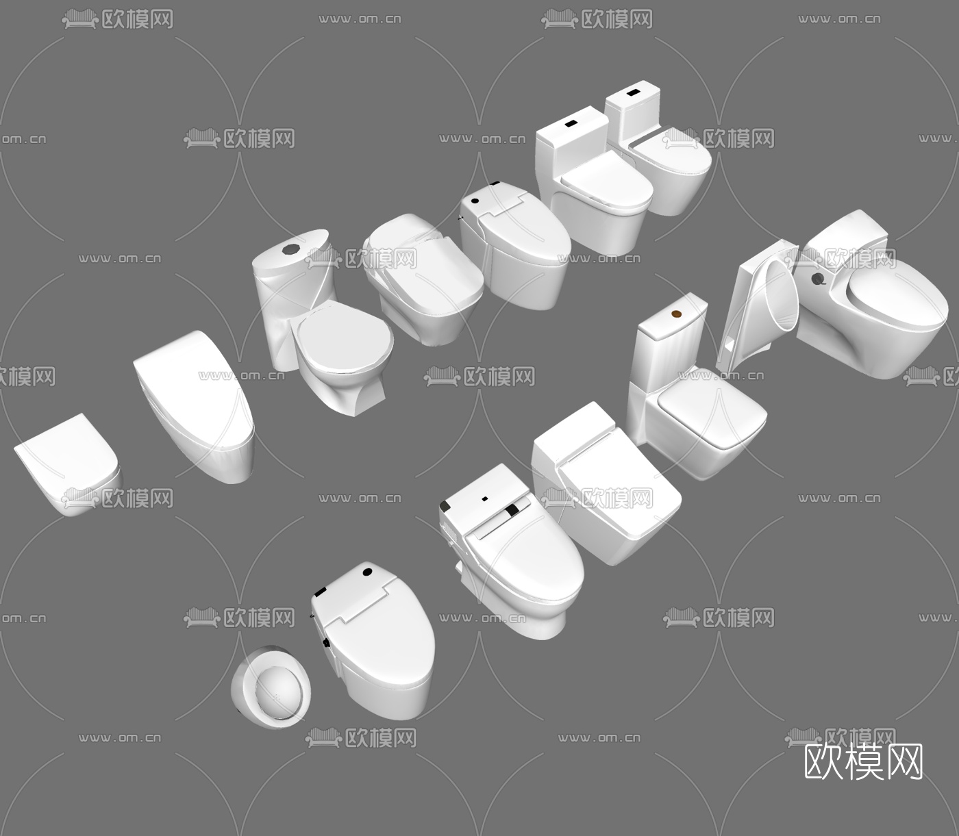 现代智能马桶su模型下载（渲染图1）