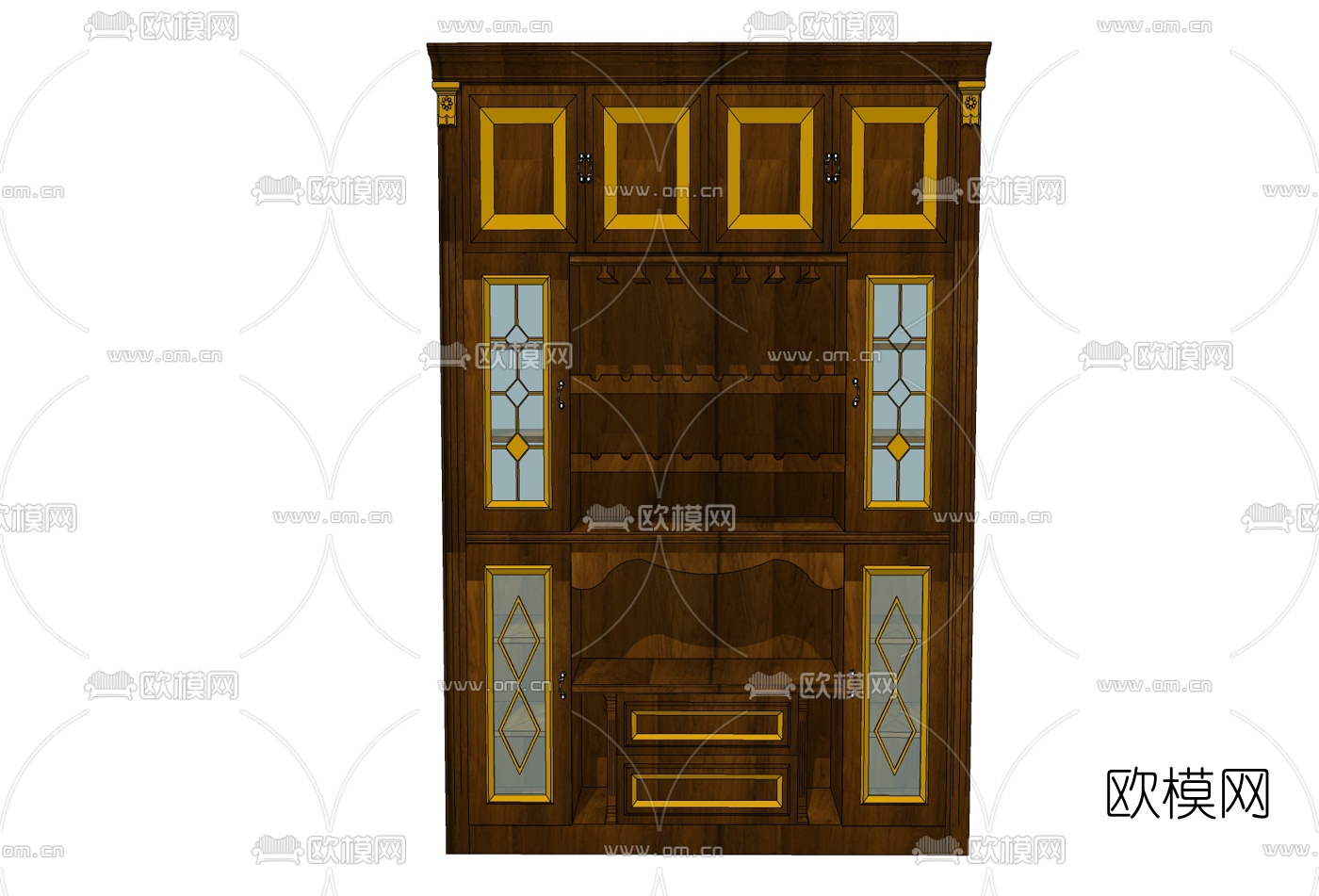 欧式古典衣柜免费su模型下载