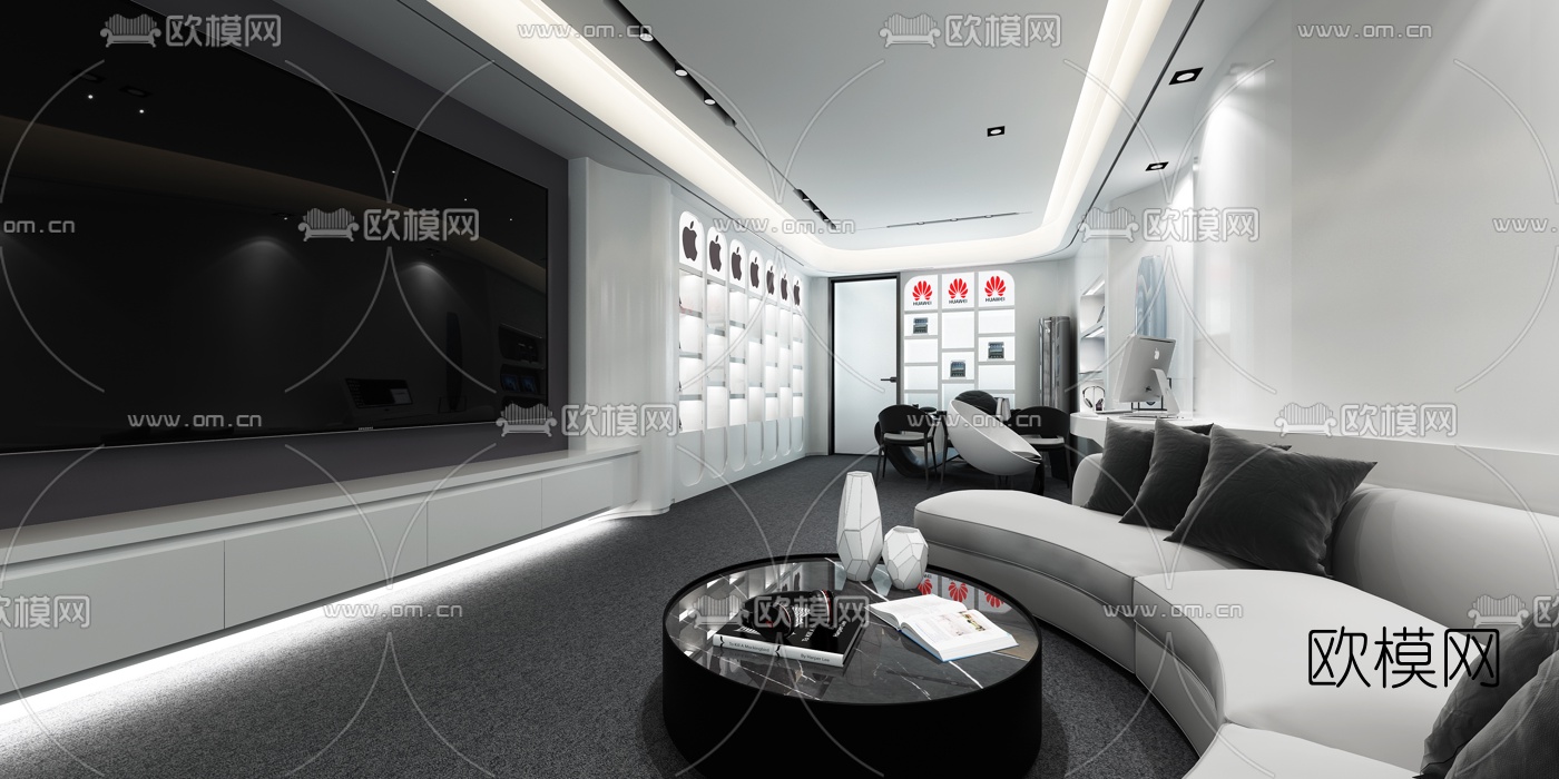 现代高级灰手机店3d模型
