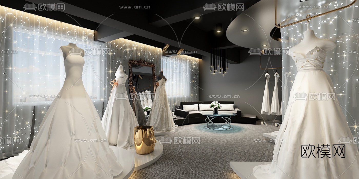 现代轻奢婚纱店3d模型
