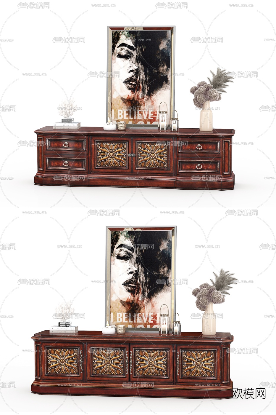 欧式古典电视柜组合3d模型下载