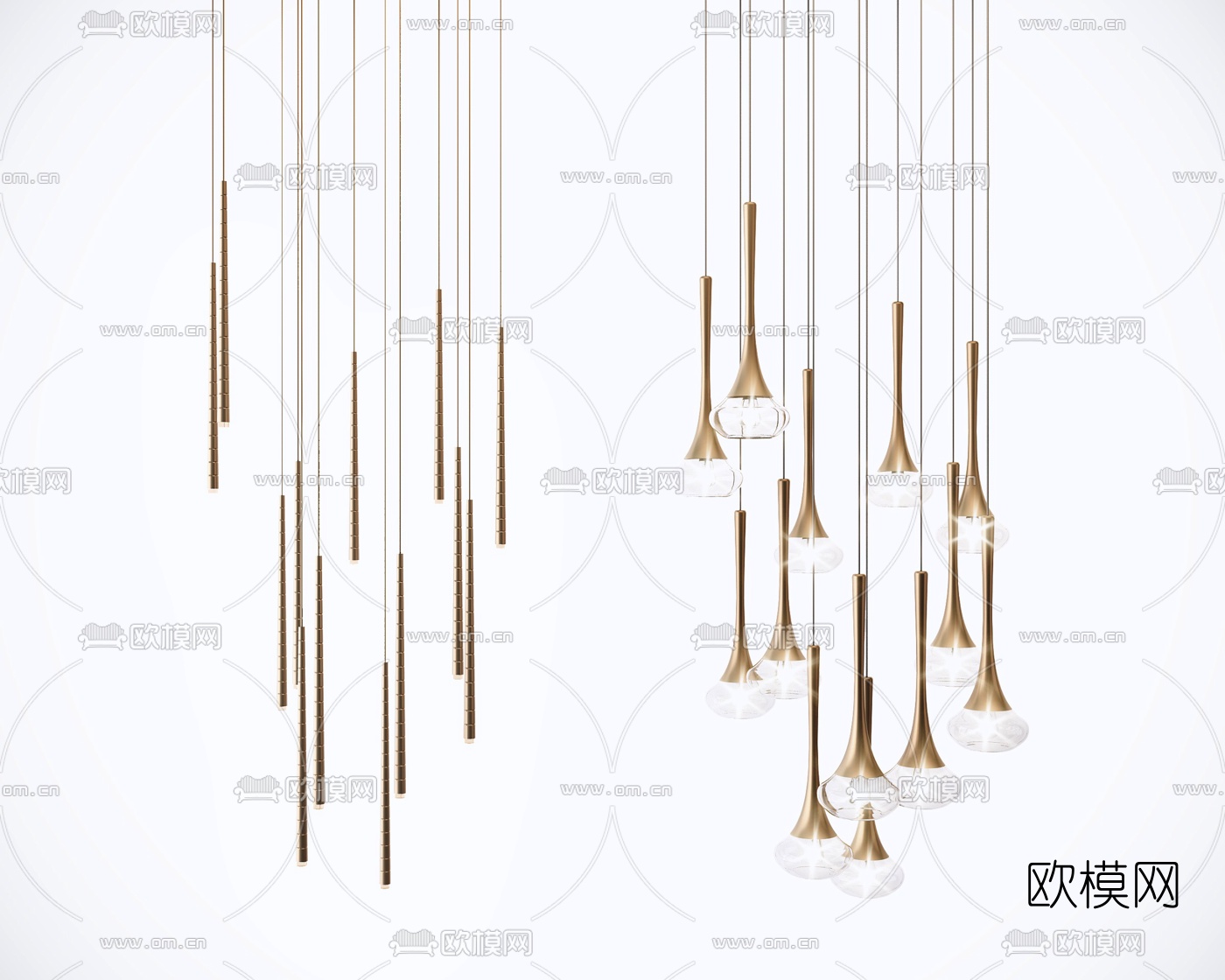 现代金属装饰灯组合3d模型下载